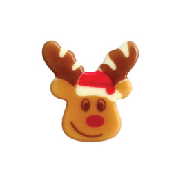 plaquette chocolat  représentant une jolie tête d'élan décoration pour les bûches et pour les fêtes de noël , prêt à l'emploi