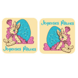 Plaquette décors "Lapin doudou" chocolat blanc décoré / Manudecors