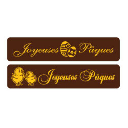 Plaquette chocolat "Joyeuses Pâques"rectangle 7x1.5 cm