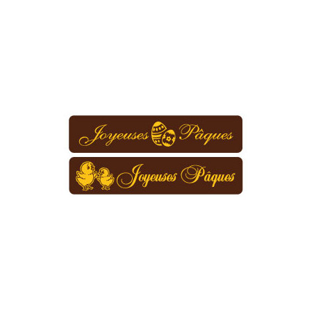 Plaquette chocolat "Joyeuses Pâques"rectangle 7x1.5 cm