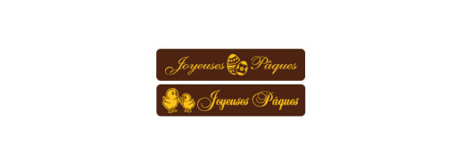 Plaquette chocolat "Joyeuses Pâques"rectangle 7x1.5 cm