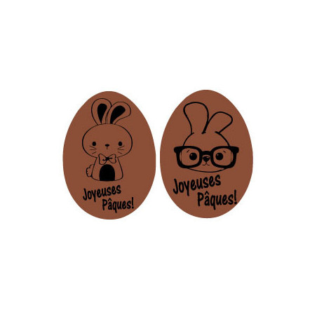 Décors en chocolat au lait  motifs de Pâques design spécialement conçu pour votre jeune public Manudecors
