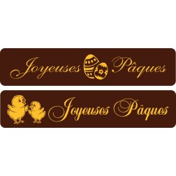 Plaquette chocolat "Joyeuses Pâques"rectangle 7x1.5 cm
