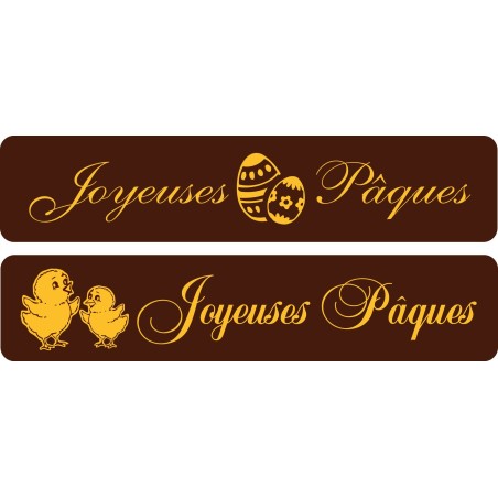 Plaquette chocolat "Joyeuses Pâques"rectangle 7x1.5 cm