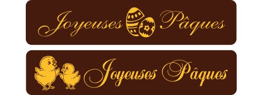 Plaquette chocolat "Joyeuses Pâques"rectangle 7x1.5 cm