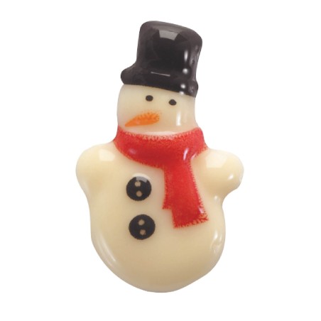 Plaquettes décors sérigraphie alimentaire bonhomme de neige en chocolat pour Noël Manudecors
