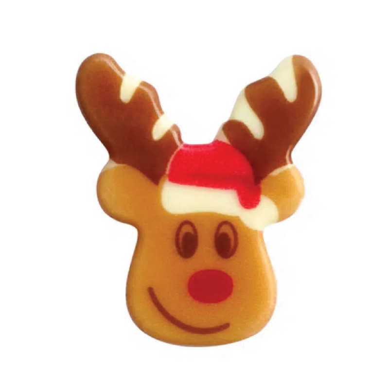 plaquette chocolat  représentant une jolie tête d'élan décoration pour les bûches et pour les fêtes de noël , prêt à l'emploi