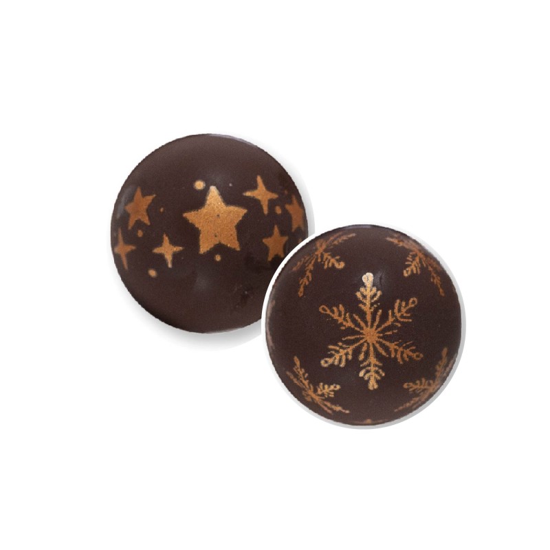 Boules de Noël en  chocolat pour les fêtes Manudecors