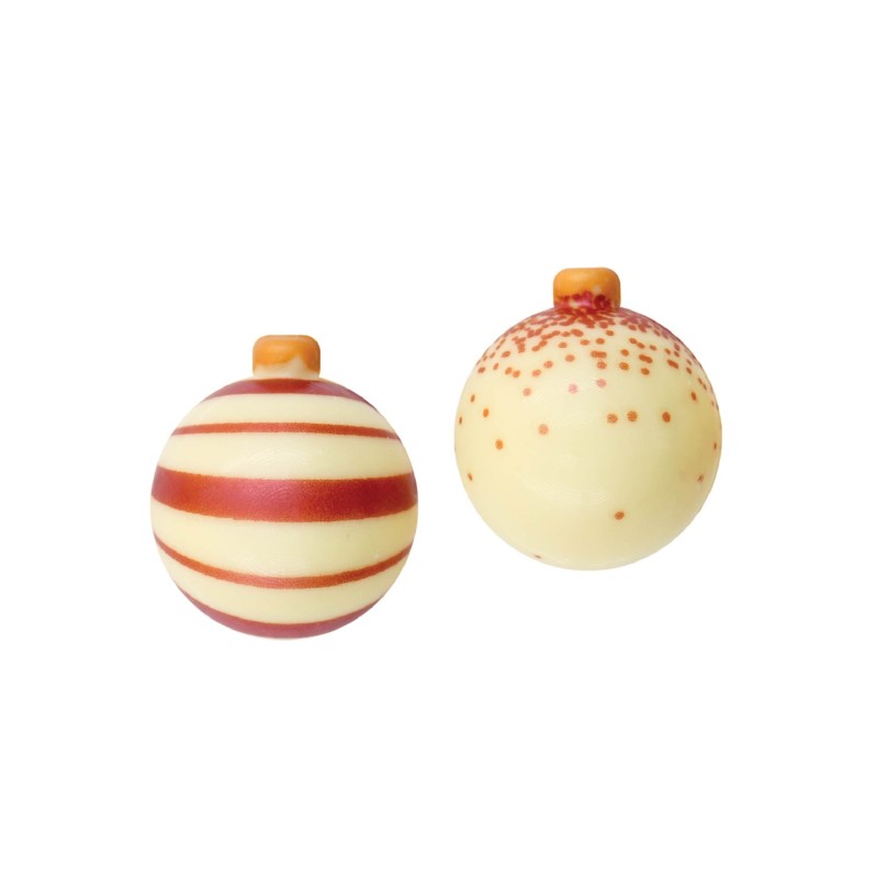 Décorations alimentaires pour bûches de noël et entremets. Manudecors Boule de noel en chocolat