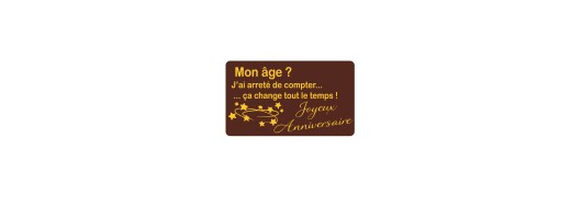 Plaquettes chocolat humour  Anniversaire pour gâteaux et entremets /Manudecors