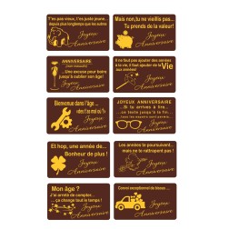 Plaquettes chocolat humour Anniversaire pour gâteaux et entremets /Manudecors