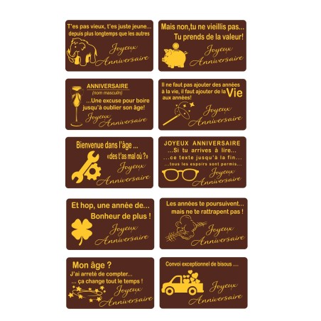 Plaquettes chocolat humour Anniversaire pour gâteaux et entremets /Manudecors