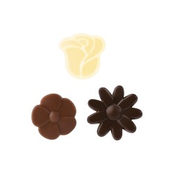 Fleurs en chocolat , assortiment 3 chocolats/ Manudecors